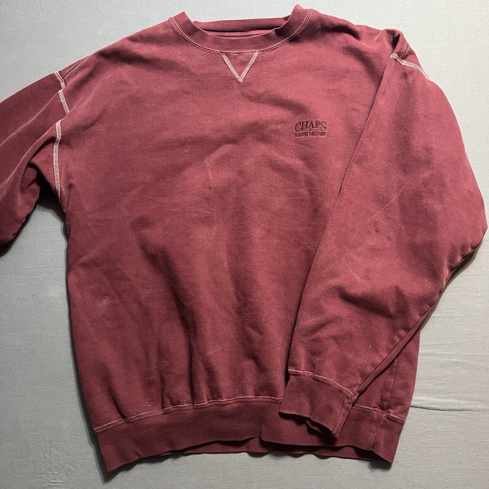 Vintage Chaps Ralph Lauren Men's Sweatshirt red Large 100% Cotton